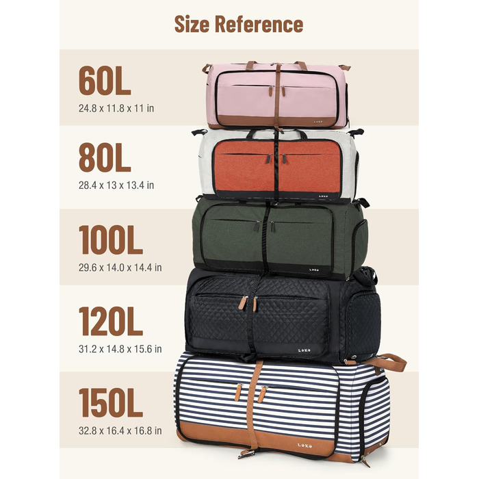 Сумка-рюкзак Lekesky для подорожей, 45x36x20 см, Easyjet Handgepäck, спортивна сумка з відділенням для взуття, водонепроникна, 80 л, бежево-коричнева