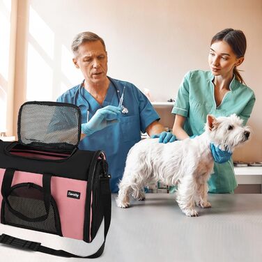 Транспортна сумка для котів та собак Zavothy, дихаюча та легка, з регульованим плечовим ременем, знімний м'який матрац (Рожевий, S)