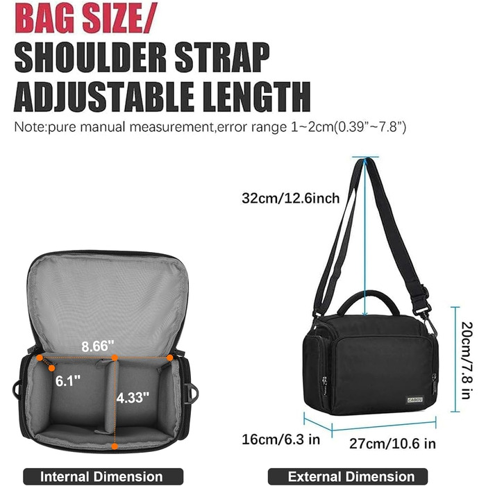 Сумка для камери CADeN: водонепроникна, для Canon, Nikon, Sony SLR/DSLR, об'єктиви та аксесуари, чорна, L