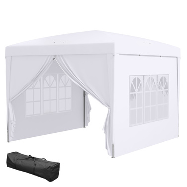 HOMCOM 3x3m Gazebo with 4 Side Walls & Windows, UV Protection, Includes Carry Bag, Steel & Oxford Fabric, White