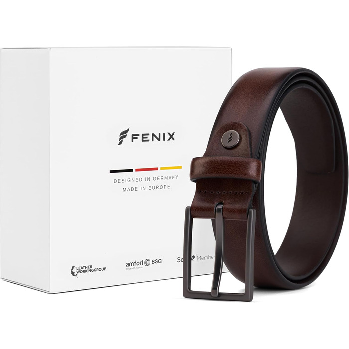 Чоловічий ремінь FENIX LOS ANGELES Toffee Brown (95 см) — шкіряний, регульований, з нікель-вільною пряжкою, ширина 30 мм, для костюмів та джинсів