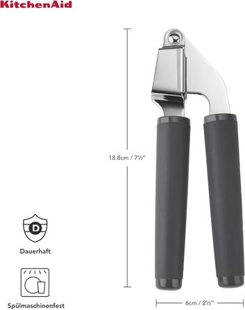 KitchenAid Softgrip Прес для часнику з м'якою ручкою - сірий, колір вугілля