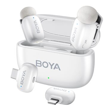 BOYA Mini 2: Бездротовий петличний мікрофон для iPhone 15/16/17 та Android (USB-C), 48kHz/24Bit, для Vlogging та TikTok, білий