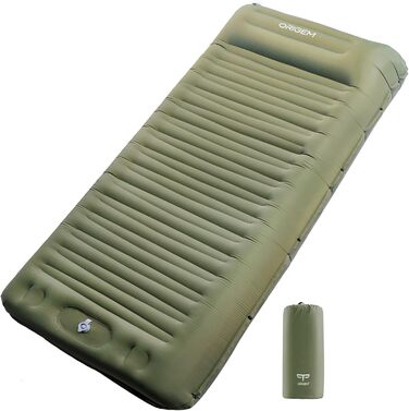 Origem Self-Inflating Camping Mat - Lightweight & Compact Sleeping Pad with Foot Pump - Ideal for Hiking, Beach, Travel, Tent & Hammock (Army Green)