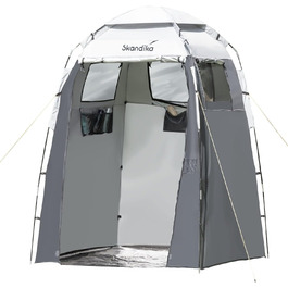 Skandika Camping Shower Tent | Privacy Changing Tent with 230cm Height, Silver-Coated, Waterproof, Separate Ground Sheet, 3 Ventilated Windows, Towel Holder, Shower Attachment | Toilet Tent