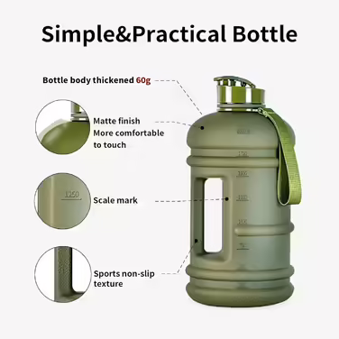 TOOFEEL Water Bottle 2L - 2 Liter Water Bottle BPA Free, Large Bottle, Reusable Sports Water Bottle with Marked Measurements, Gym Water Bottle - (Matte Olive Bottle, 2200 ml)