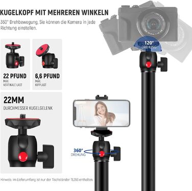 Тримач для камери NEEWER TL283 з регульованою ручкою, штатив для мікрофона та світла, червоний