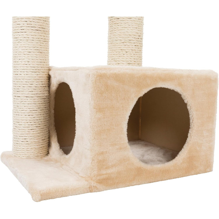 Дряпка для котів TRIXIE, 82.7 см, з обмотаним джутовим стовпом та великою печерею та іграшкою, колір бежевий