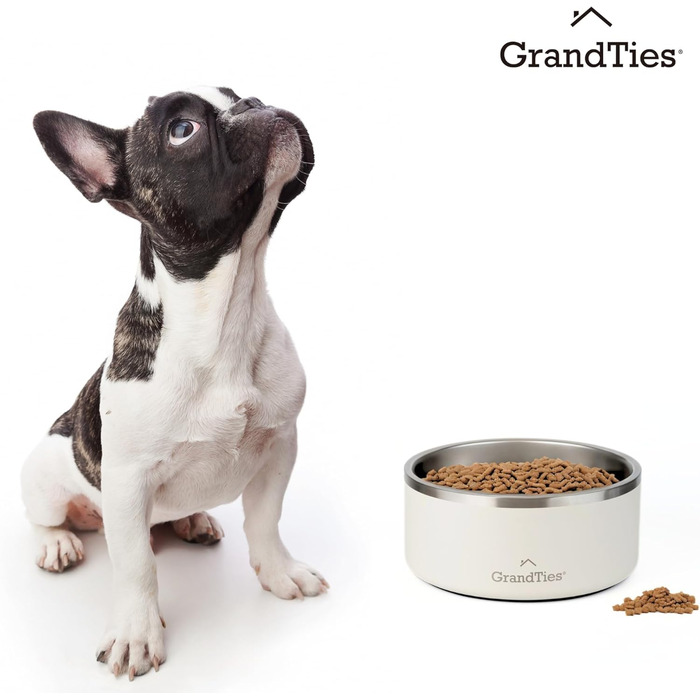 Нержавійна миска для собак та котів GrandTies з гравіюванням, велика (1890 мл, вишня)
