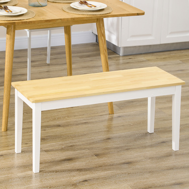 HOMCOM 2-Seater Bench up to 220 kg load capacity made of pine wood in white, dining bench kitchen bench living room bench 102 x 36 x 45 cm