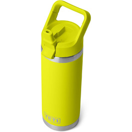 YETI Rambler C Straw Bottle, Stainless Steel Vacuum Insulated Bottle with Straw Cap, Firefly Yellow, 18 oz (532 ml)