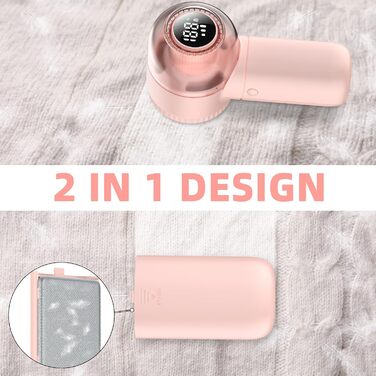 Електричний видалення пілінгу для одягу - портативний збриювач для одягу з 3 швидкостями, 6 лез, LED дисплеєм, рожевий