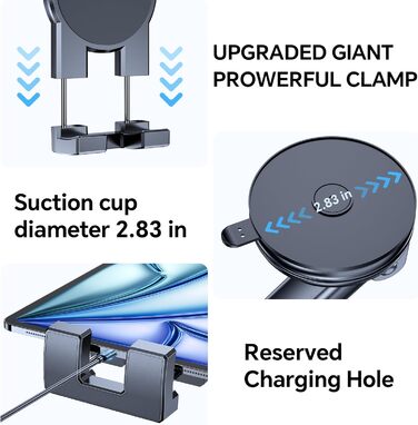 Тримач для планшета Coolpow в авто: міцний кріплення, 360° обертання, сумісний з iPad, Samsung Tab, Switch (4.7-12.9 дюймів)