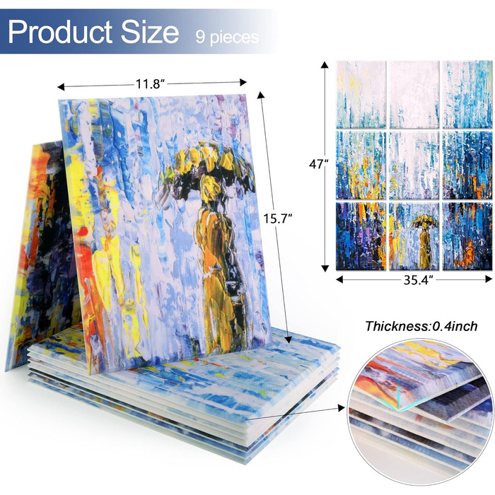 Набір акустичних панелей для стін (9 шт), 88.9 x 119.4 см, звукопоглинаючі декоративні панелі для студії звукозапису та шумоізоляції приміщень