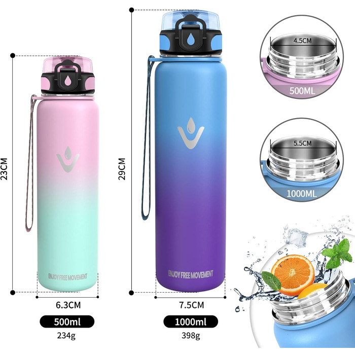 Термопляшка Vikaster 500 мл, нержавіюча сталь, без BPA, для спорту, подорожей та фітнесу (чорний & винно-червоний)