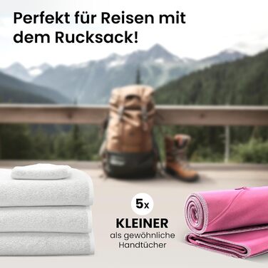 Набір з 2 рушників з мікрофібри: швидковисихаючі, компактні, легкі | Великі та маленькі рушники з мікрофібри для кемпінгу, фітнесу, спорту, басейну, подорожей (рожеві)