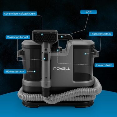 Портативний пилосос для чищення килимів Powell 450W - 13kPA, для килимів, диванів, оббивки, авто