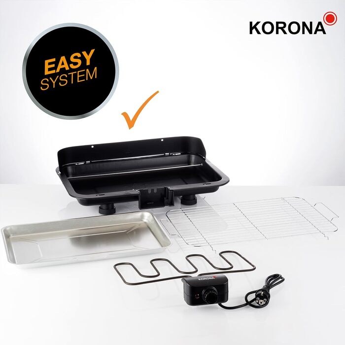Електричний гриль Korona 46221 з XXL-решіткою 51x30 см, 2200 Вт, вітрозахист, терморегулятор, настільний