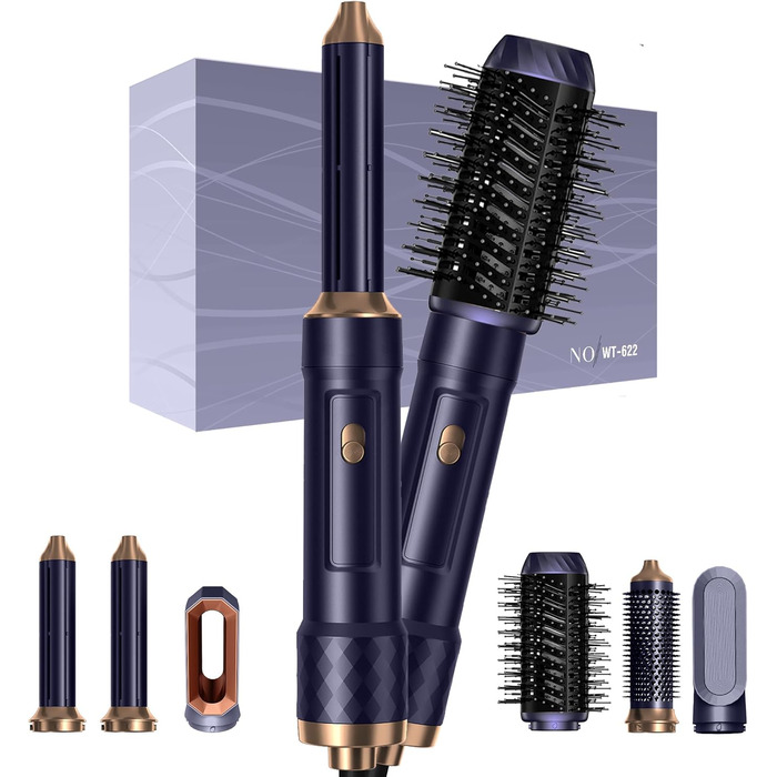 Набір для укладки волосся 5 в 1: фен, плойка, щітка, термощітка, стайлер (блакитний)