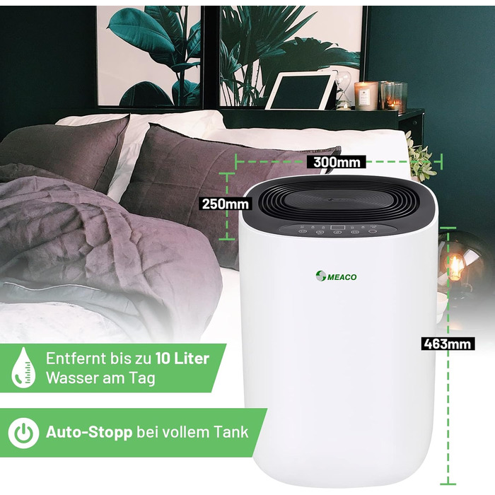 Зволожувач повітря Meaco Ultra Leiser 10L - Електричний зволожувач MeacoDry ABC, 10 літрів, чорний