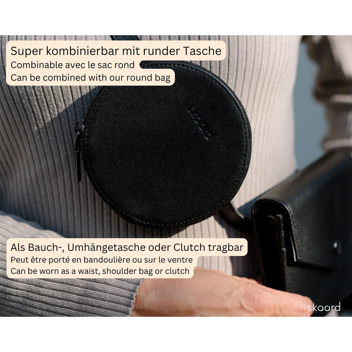 Сумка-бананка Skaard з екошкіри чорного кольору – 3-в-1 (crossbody, на пояс, унісекс) з регульованим ремінцем