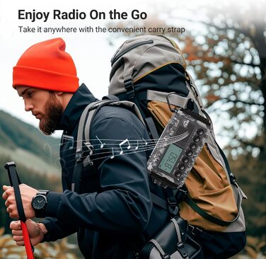 Радіоприймач AM/FM/SW для будівельних майданчиків, радіо з ручним приводом та світовим приймачем, радіо для надзвичайних ситуацій з роз'ємом Type C, Powerbank/SOS-сигнал/ліхтарик/лампа для читання/IPX4, портативне радіо для активного відпочинку, піших про