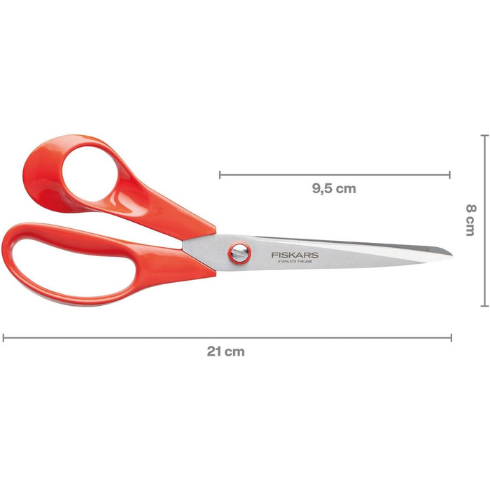 Ножиці універсальні для лівші Fiskars Classic 21 см, нержавіюча сталь, червоні ручки