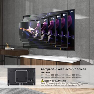 BONTEC Extra Long TV Wall Mount - 850mm Articulating Arm for 32-70 inch LCD/LED/OLED TVs - Up to 60kg, Tilt, Swivel & Rotate - VESA 400x400