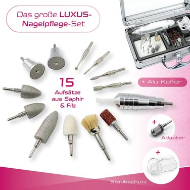 Набір для манікюру та педикюру Prorelax | Професійний догляд за руками та ногами вдома та в дорозі | 5 насадок з хірургічної сталі (Deluxe)