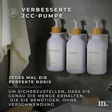 Шампунь MaisoNovo: Набір з 3 флаконів для душу та мила (500 мл) з чорним насосом та білим бамбуком