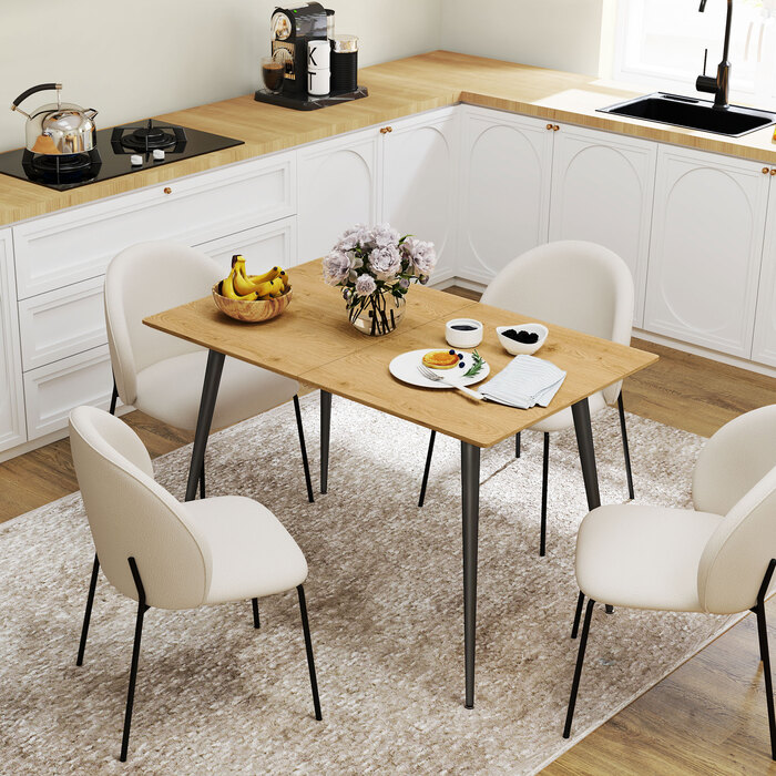 HOMCOM Extendable Dining Table - Seats 6-8, Kitchen Table with Sturdy Steel Legs
