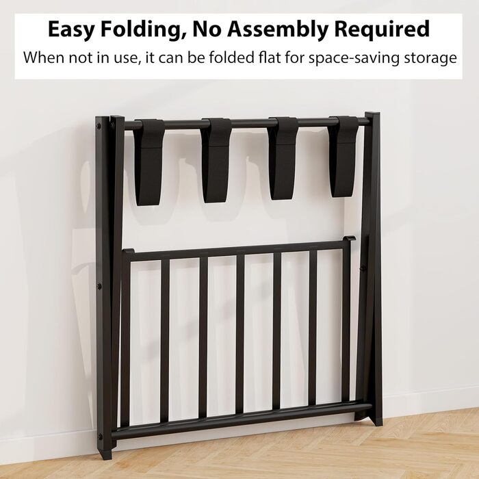 GIANTEX Folding Luggage Rack, 2-Tier, 68 x 43 x 58 cm, Luggage Stand, Metal Luggage Rack, Space-Saving, Luggage Rack for Bedroom, Guest Room, Hotel, Black (2 Pieces, Black)