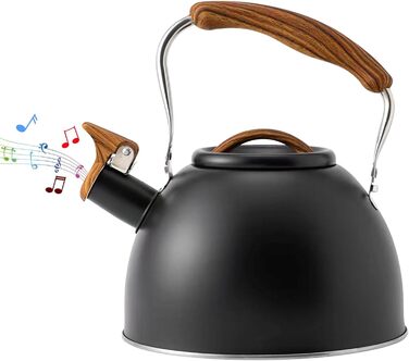 Чайник для плити з свистком 3л з нержавіючої сталі з дерев'яною ручкою