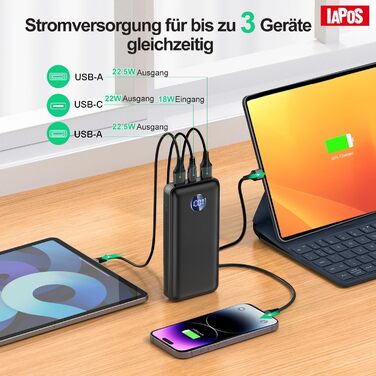 Power Bank 26800mAh з швидкою зарядкою 22.5W, USB-C, PD 3.0, QC 4.0, сумісний з iPhone та Samsung Galaxy