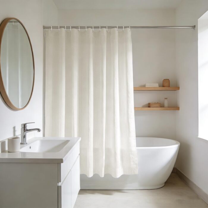 Штора для ванної кімнати YISURE антигрибкова 200x220 см, текстиль-поліестер, водонепроникна, колір кремовий