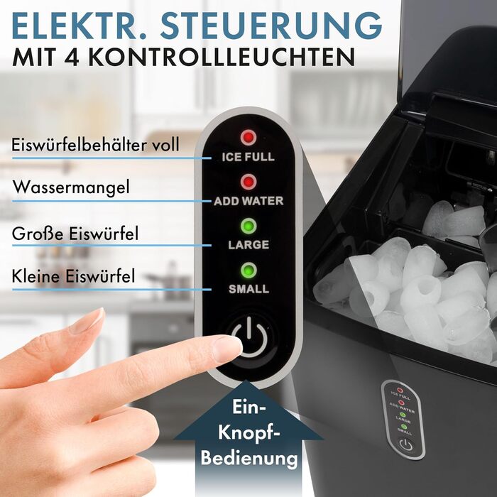 Машина для приготування льоду Clatronic EWB 3785 | Швидке приготування (через 10 хвилин) | Самоочищення | 12 кг/24 години | 1,5 л резервуар для води | Чорний | Нова модель