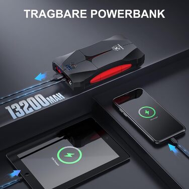 Powerbank для авто FLYLINKTECH Starthilfe 4000A: пусковий пристрій, 12V, IP67, LED, USB/USB-C