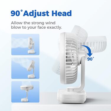 Вентилятор USB OCOOPA Ultra Leise - Міні вентилятор для столу, дому та офісу, 4 швидкості, 4000mAh, чорний (на акумуляторі)