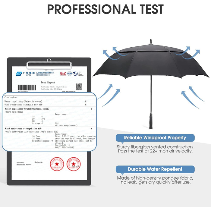 G4Free Великий парасолька-тростина, штормовий, автоматичний, чорний, 54 дюйми (138 см) для чоловіків та жінок