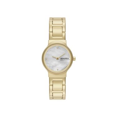 Жіночий наручний годинник Skagen Freja Lille, кварцовий механізм, сталевий або шкіряний ремінець, 26 мм, колір Sepia-gold