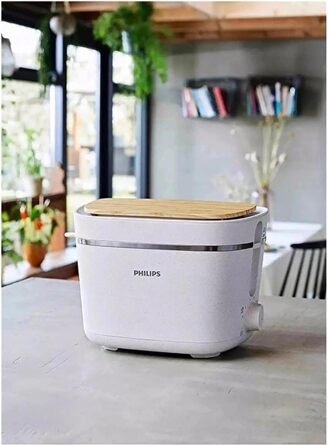 Philips Toaster Eco Conscious Edition - 2 Toast Slots, 8 Levels, Bun Warmer, Defrost Function, Made from Recycled Cooking Oil, Silk White Matt (HD2640/10)