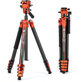 Штатив для відеокамери Fotopro X-Airfly з рідкосною головкою, кульковою головкою для панорами, з вуглецевого волокна, 1,3 кг, розширюється, компактний, для DSLR, 15 кг, сірий