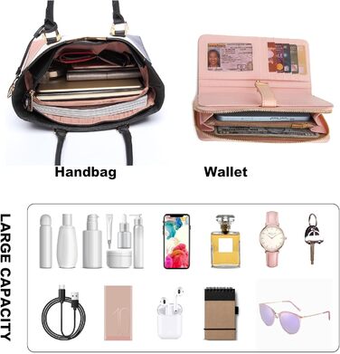 Сумка жіноча Lulu Daen середнього розміру з PU шкіри, комплект 2 в 1, нюдовий колір - для роботи, подорожей, бізнесу