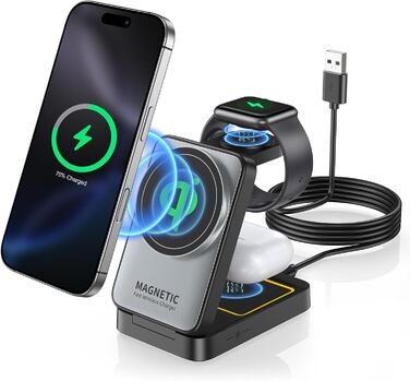 3-в-1 Зарядна станція для Apple Watch, iPhone та AirPods Pro (індукційна, бездротова)