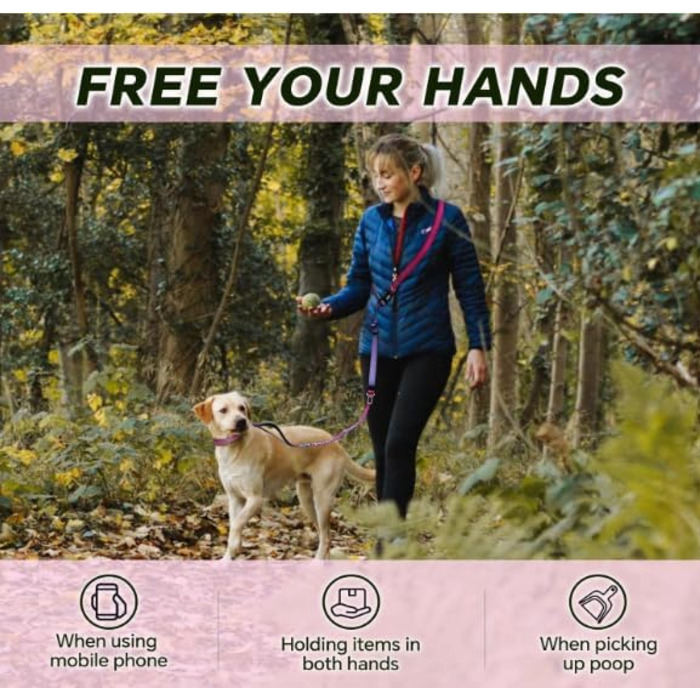 Міцна собача повідка COSYHOMELONDON без ривка, з амортизатором, для прогулянок та тренувань, з кріпленням для авторемня, 1.2-1.8 м (Bluebell)