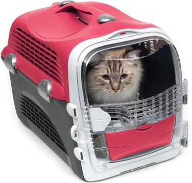 Переноска для котів Catit Cabrio, 51 x 33 x 35 см, червоно-сіра