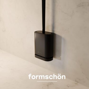 Силіконова щітка для унітазу SAVEGA з кришкою – плоска та гнучка – щітка для унітазу з кріпленням на стіну без свердління – антибактеріальна щітка для унітазу (білий) (чорний)