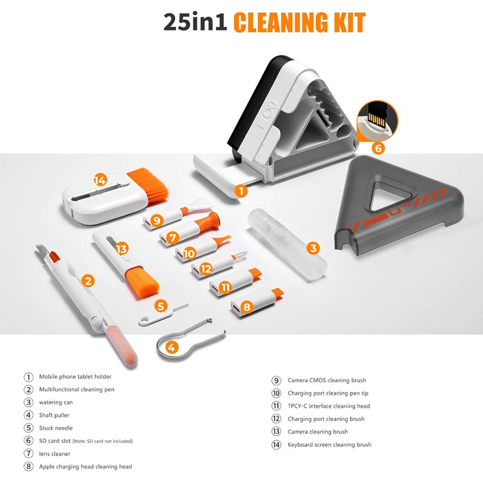 Набір для чищення клавіатури та гаджетів 25 в 1: клавіатура, телефон, камера