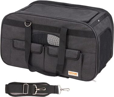 Тролей для собак VEVOR, 15.8 кг, чорний: зручний рюкзак-переноска для тварин з 4 колесами та кишенями для аксесуарів. Ідеально для подорожей та прогулянок.