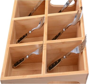 GRÄWE Bamboo Cutlery Holder with 6 Compartments